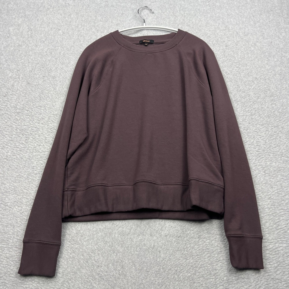 Quince SuperSoft Fleece Crew Sweatshirt Womens Medium Dried Fig Raglan Pullover